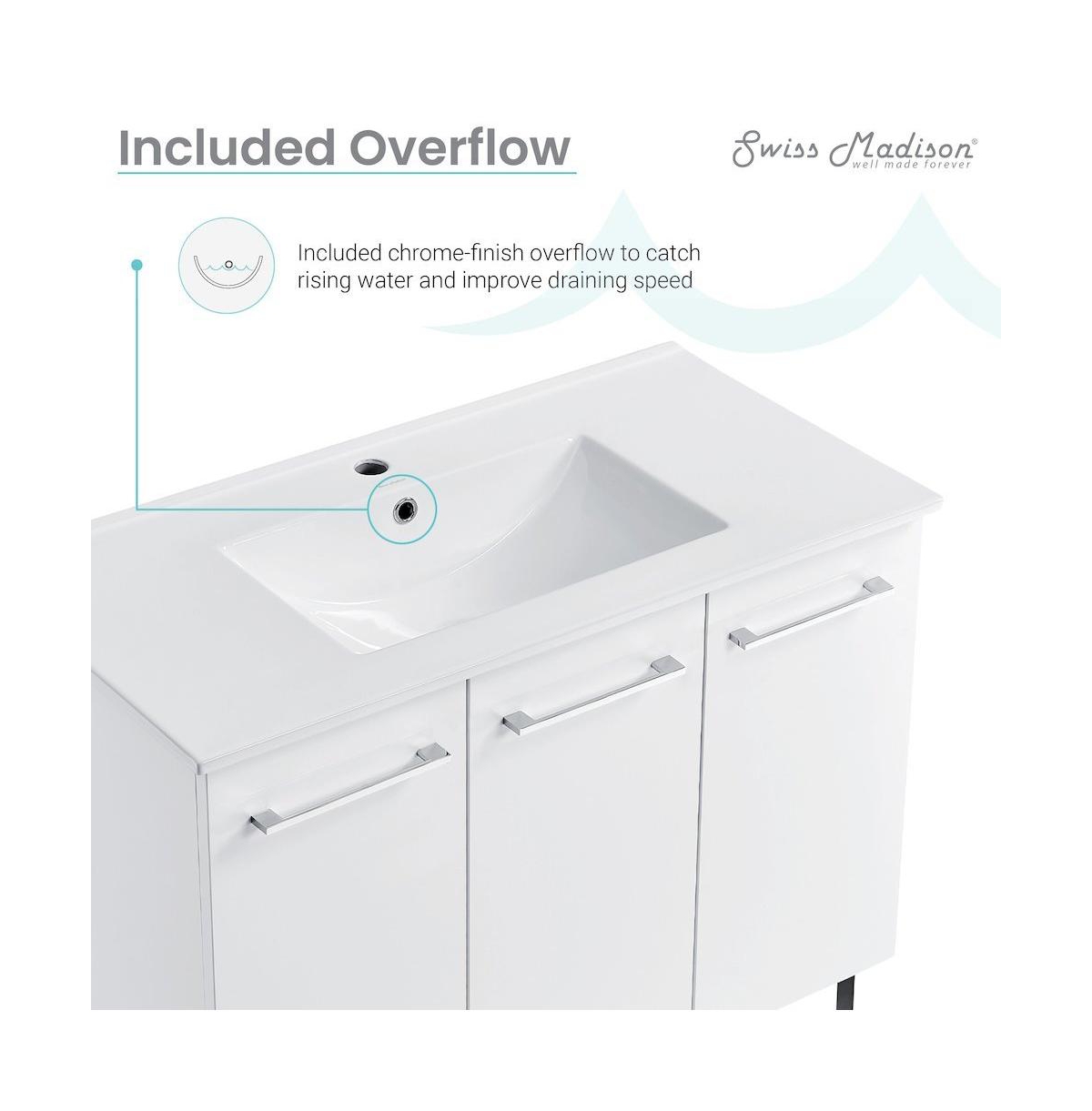 Swiss MadisonAnnecy 36" Freestanding Bathroom Vanity in White with Sink Top