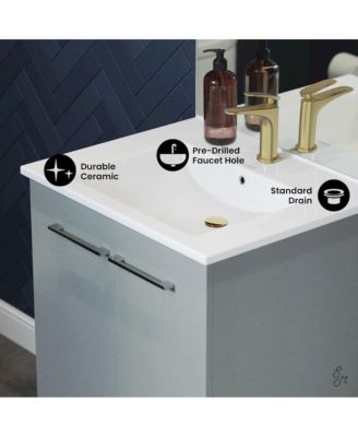 Annecy 24" Freestanding Bathroom Vanity in Gray with Sink Top