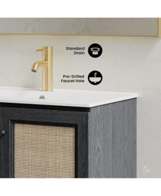 30" Wood Single Faucet Hole Vanity Top Wall-Mounted Bathroom Vanity