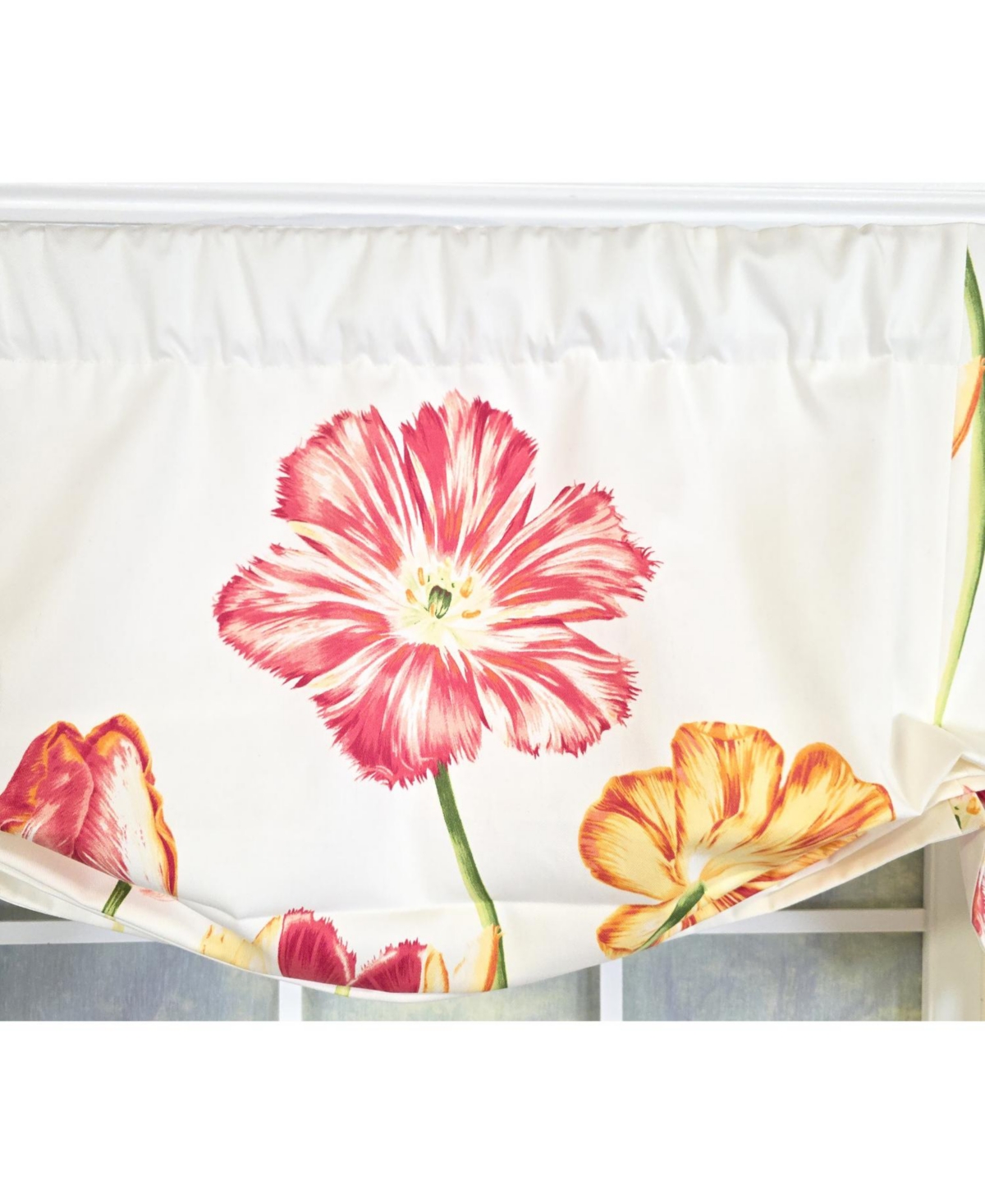 Rlf Home 100% Cotton La Tulipe Butterfly With Poly/Cotton lining Rod Pocket Valance 50" x 16" White