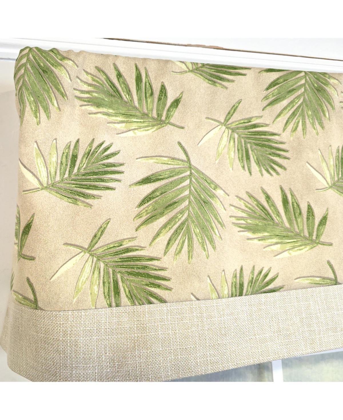 Rlf Home 100% Cotton Hawthorn Banded With Poly/Cotton Ivory lining Rod Pocket Valance 50" x 17" Taupe