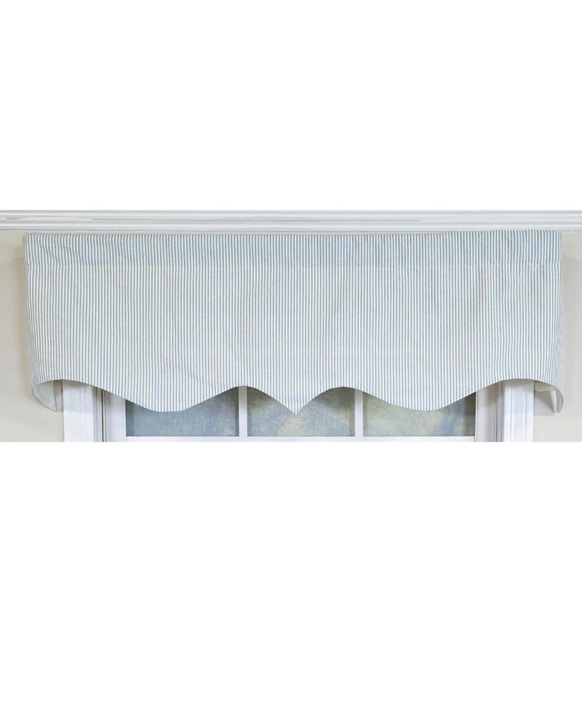 Rlf Home 100% Cotton Seersucker Regal With Poly/Cotton Ivory lining Rod Pocket Valance 50" x 16" Blue