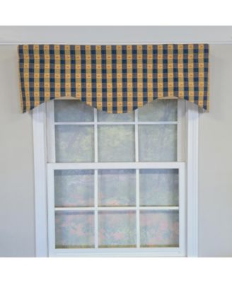 100% Cotton Cherry Plaid Cornice Fully lined Windows Rod Pocket Valance 50" x 17" Navy