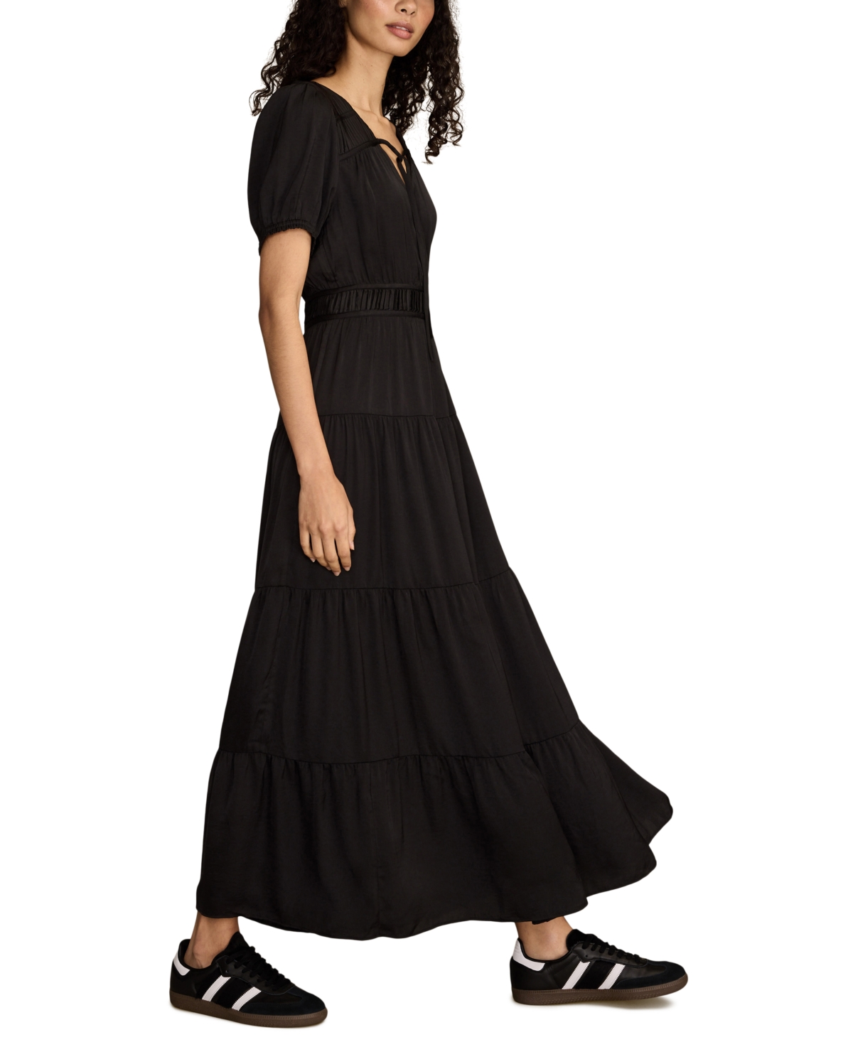 Lucky Brand Women's Short-Sleeve Crinkle Maxi Dress