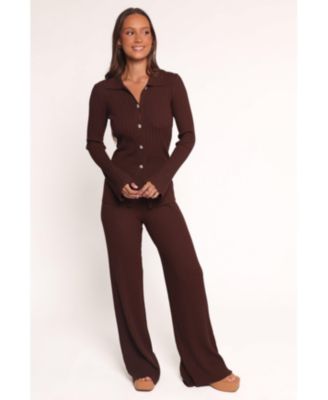 Women's Aylia Ribbed Knit Set - Chocolate