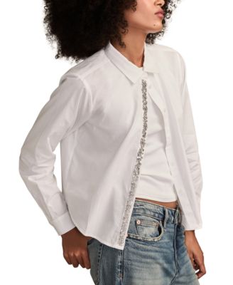 Women's Bejeweled Button-Up Shirt