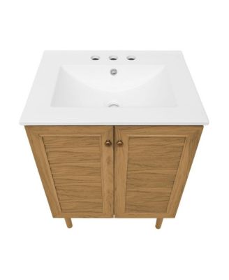 24" Freestanding Bathroom Vanity in Golden Oak with 3-Hole Centerset Sink Top