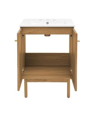 24" Freestanding Bathroom Vanity in Golden Oak with 3-Hole Centerset Sink Top