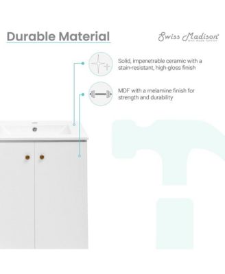 24" Freestanding Bathroom Vanity in White with Sink Top