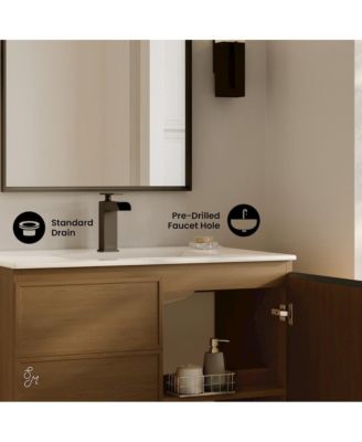 St. Tropez 36" Freestanding Bathroom Vanity in Brown Oak with Sink Top