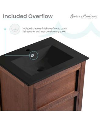 Nadar 24 in. Brown Walnut Bathroom Vanity With Black Ceramic Sink Top