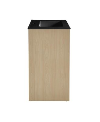 Virage 24 in. Brown Oak Bathroom Vanity With Black Ceramic Sink Top