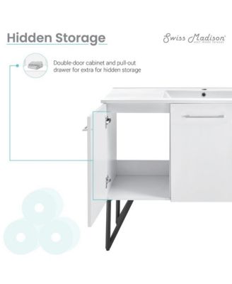 Annecy 48" Freestanding Bathroom Vanity in White with Sink Top