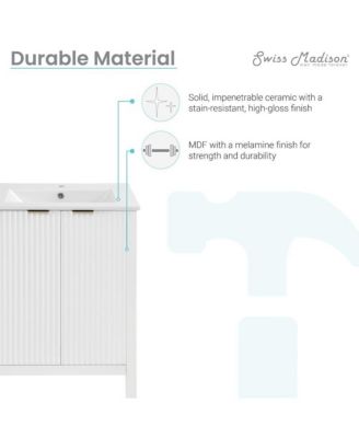 Bastille 24" Freestanding Bathroom Vanity in White with Sink Top