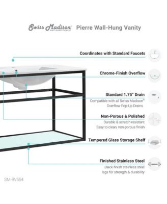 Pierre 48 Single, Metal Frame, Open Shelf, Bathroom Vanity