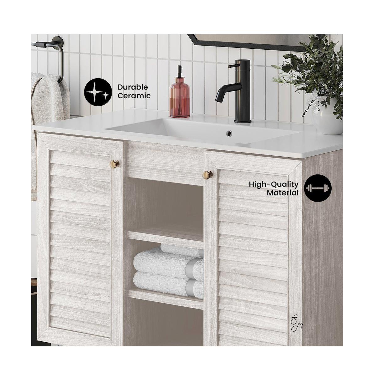 Swiss Madison Bron 36" Freestanding Bathroom Vanity in Oak with Sink Top