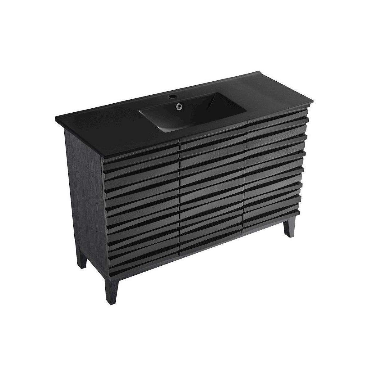 Swiss MadisonCascade 48 in. Black Oak Bathroom Vanity With Black Ceramic Sink Top