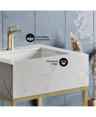 Beau 24" Open Shelf Natural Oak Frame Freestanding Bathroom Vanity with Sink Top