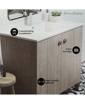 Eclair 36" Freestanding Bathroom Vanity in Gray Oak with Sink Top