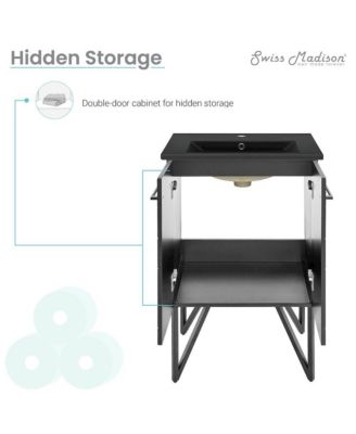 Annecy 24 in. Phantom Black Bathroom Vanity With Black Ceramic Sink Top