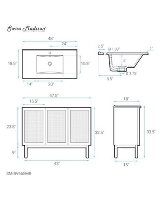 Classe 48" Freestanding Bathroom Vanity in Golden Oak with Black Sink Top