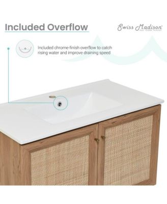 Classe 36" Wall-Mounted Bathroom Vanity in Oak