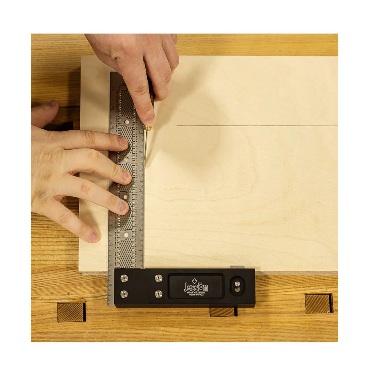 JessEm 07406 150mm Stainless Steel Precision Square Measuring Tool Ruler with Patented Flex Grip and Fade Resistant Markings - Metric