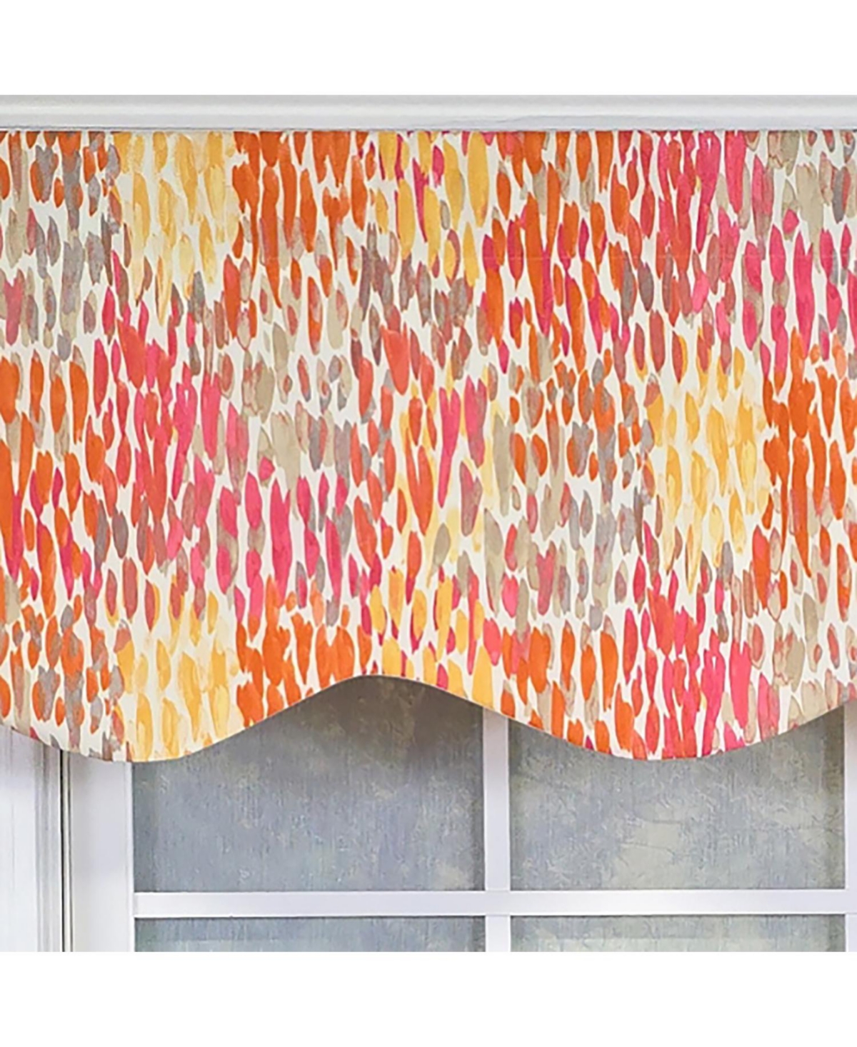 Rlf Home 100% Cotton Dazzle Provance With Poly/Cotton Ivory lining Rod Pocket Valance 50" x 17" Orange