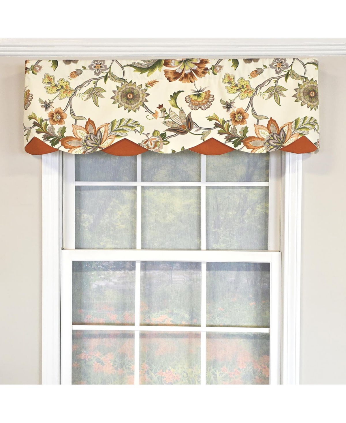 Rlf Home 100% Cotton Zanzibar Petticoat With Poly/Cotton lining Rod Pocket Valance 50" x 17" Orange