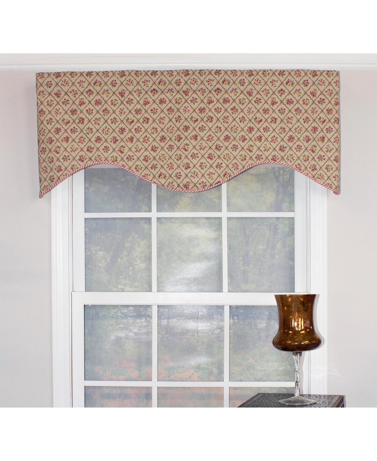 Rlf Home Petite Corded Cornice 100% Cotton with Fully Lined 3" Rod Pocket Valnance for Windows 50" x 17" Harvest