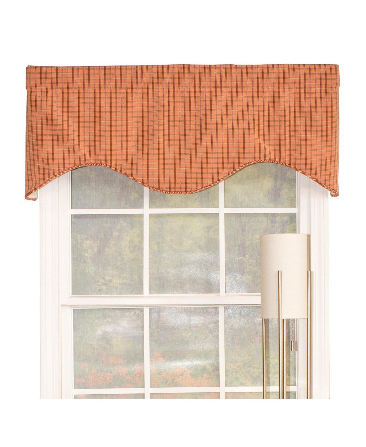 Rlf Home Common Check Corded Cornice 100% Cotton with Fully Lined 3" Rod Pocket Valnance for Windows 50" x 17" Candy
