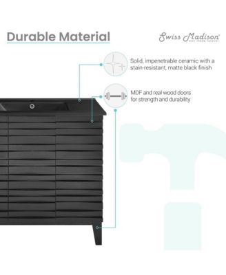 Cascade Wood 36" Bathroom Vanity with Black Ceramic Sink Top