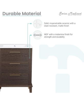 Hugo 24" Freestanding Bathroom Vanity in Brown Oak with Sink Top