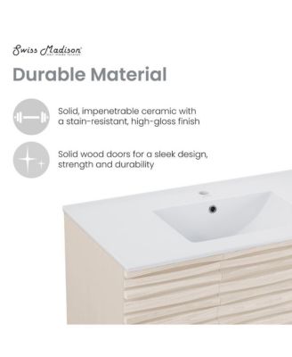 36" White MDF Soft-Close Freestanding Bathroom Vanity