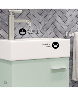 Wood 18" Wall-Mounted Bathroom Vanity