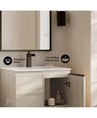 St. Tropez 24" Freestanding Bathroom Vanity in White Oak with Sink Top