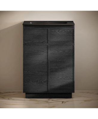 St. Tropez 24" Freestanding Bathroom Vanity in Black Oak with Black Sink Top