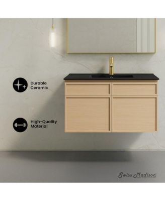 36" Wood Wall-Mounted Bathroom Vanity Sink Top