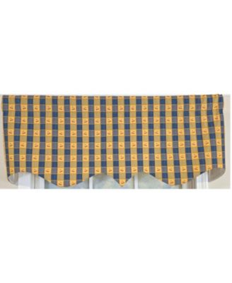 100% Cotton Cherry Squares Regal With Poly/Cotton lining Rod Pocket Valance 50" x 15" Navy