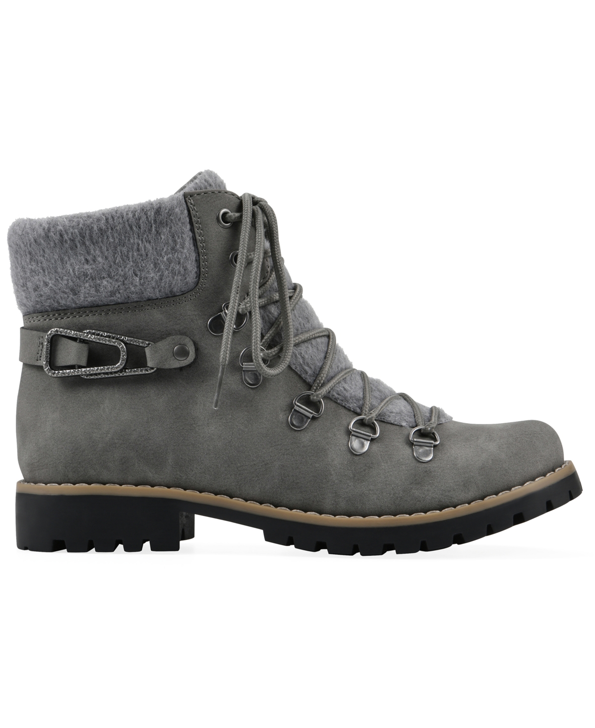 Cliffs By White Mountain Pioneer Faux Shearling Lined Lace-up Boot In Gray