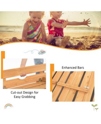 Kids Wooden Sandbox with 2 Foldable Bench Seats