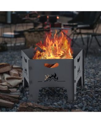 19 Inches Collapsible Portable Plug Fire Pit with Storage Bag