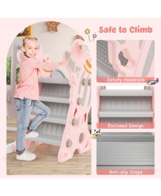 4-in-1 Kids Slide and Swing Set with Basketball Hoop