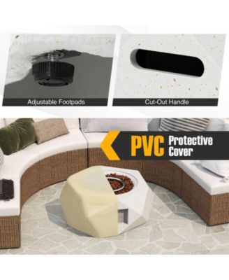 40000 BTU 28 Inch Hexagon Terrazzo Propane Fire Pit Table with Stainless Steel Burner