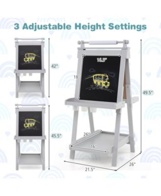 3-in-1 Double-sided Art Easel with Chalkboard and Magnetic Whiteboard