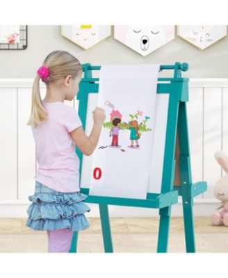 3-in-1 Double-sided Art Easel with Chalkboard and Magnetic Whiteboard