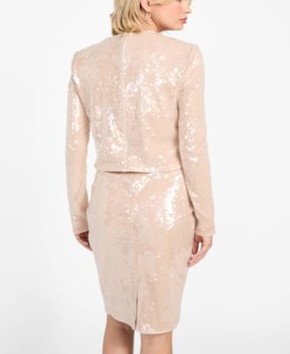 Women's Lavinia Sequin Long-Sleeve Sequin Top and Pencil Skirt