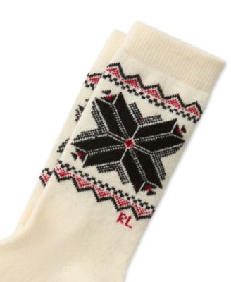 Women's Snowflake Border Knit Crew Socks