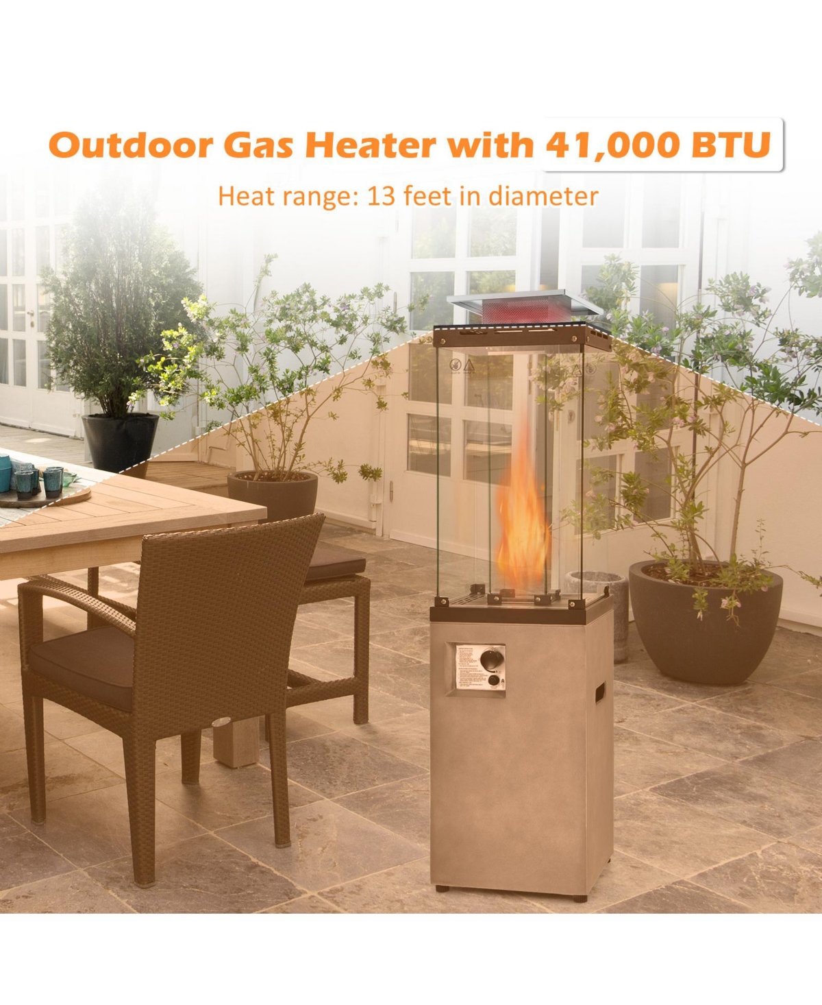 41,000 Btu Propane Patio Heater with Metal Hood