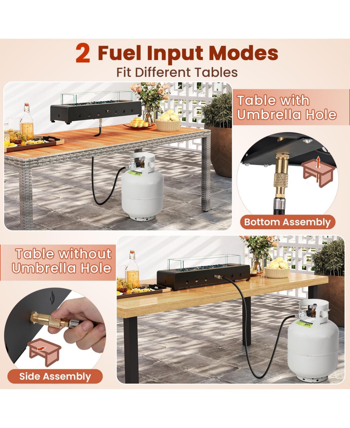 Portable Mini Fireplace with Wind Guard and Stainless Steel Burner